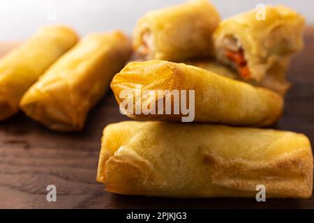 Crispy Spring Rolls with Vegetables Stock Photo