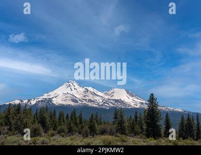 Mt. Shasta the tallest volcano in California. Stock Photo