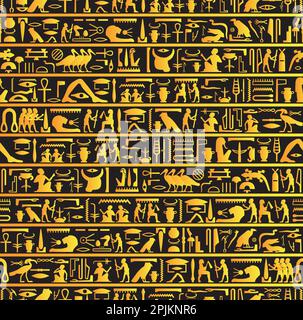 Ancient Egyptian pyramid wall art seamless pattern vector illustration Stock Vector