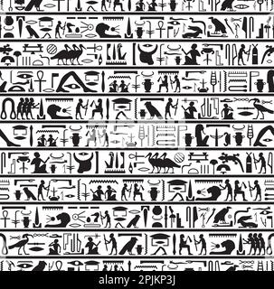 Ancient Egyptian pyramid wall art seamless pattern vector illustration Stock Vector