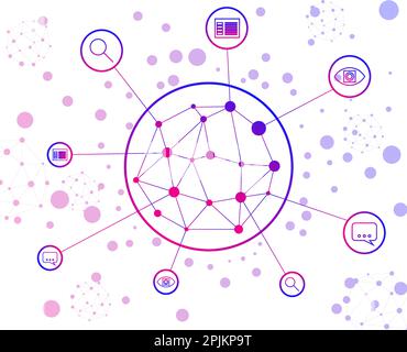 Artificial intelligence services: image and voice recognition, text analysis, search engine Stock Vector