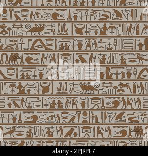 Ancient Egyptian pyramid wall art seamless pattern vector illustration Stock Vector