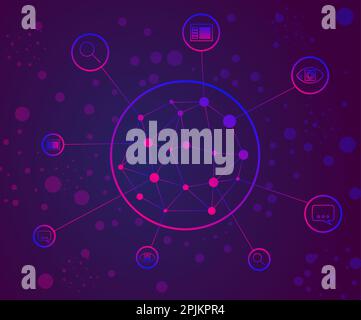 Artificial intelligence services: image and voice recognition, text analysis, search engine Stock Vector