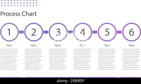 Process chart template that can be applicable for marketing, business, strategy presentations or reports. Flat style vector illustration with blue and Stock Vector