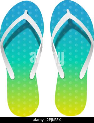 Pair of rubber flip-flops with bright colors for relax on the beach or near by swimming pool. Isolated vector illustration Stock Vector