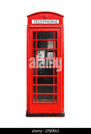 Red Telephone Box, Cut Out, United Kingdom Stock Photo
