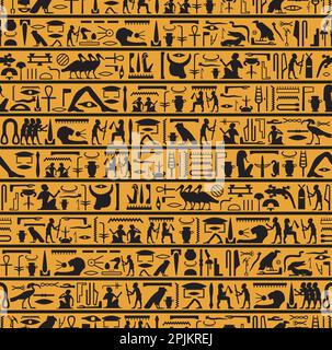 Ancient Egyptian pyramid wall art seamless pattern vector illustration Stock Vector