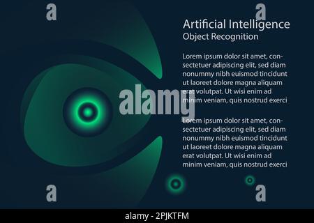 Artificial intelligence cyber security or object recognition design concept. Eye as a artificial intelligence guardian or part of ai protection system Stock Vector