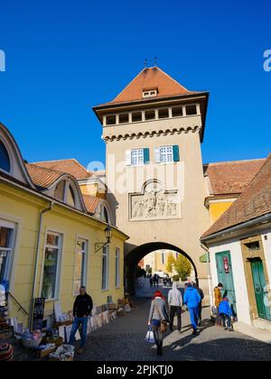 Hosok Tornya, the heroes gate. The medieval town Koszeg in Western Transdanubia close to the Austrian border, Hungary. (Editorial Use Only) Stock Photo