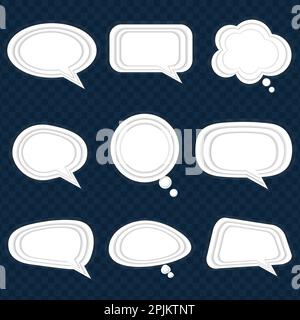 Set of speech bubbles in papercut style on the dark background. Vector illustration Stock Vector