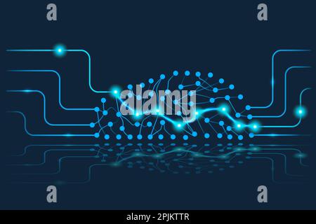 Artificial intelligence design concept with neural network like a human brain getting and handling information. Applicable for artificial intelligence Stock Vector