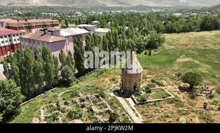 Halime Hatun Tomb is located in the Seljuk cemetery in Gevas district. The tomb was built in the 13th century during the Seljuk period. Stock Photo