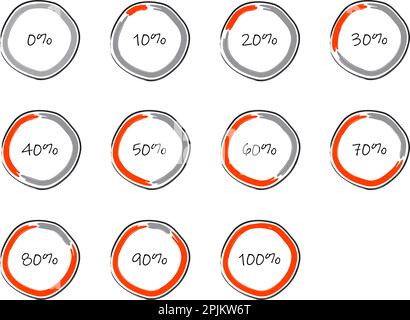 Set of infographics or dashboard elements in hand drawn style. Applicable for presentation, performance, financial reports. Vector illustration. Stock Vector
