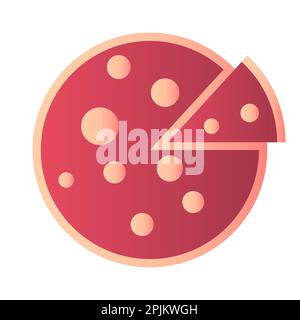 Flat pizza icon isolated on the white background. Red pizza with slice. Food menu illustration isolated. Vector design element Stock Vector