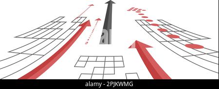 Arrows that show direction to success, goal, target or top. Applicable as background or part of web design. Vector illustration Stock Vector