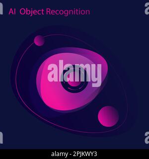 Artificial intelligence cyber security or object recognition design concept. Eye as a artificial intelligence guardian or part of ai protection system Stock Vector
