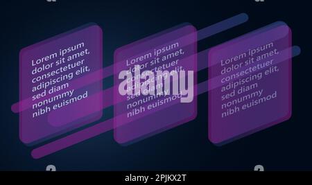 Abstract business infographics or background in purple color. Three steps Design concept for banners, covers, brochures, flyers, presentations. Vector Stock Vector
