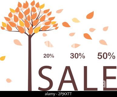 Poster Inposter Rips Sale flyer template. The wind blows and rips leaves from the tree ...