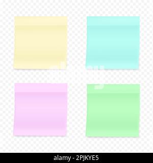 Set of four realistic soft color stickers. Stationery illustration. Mockup for notes or banner. Vector illustration Stock Vector