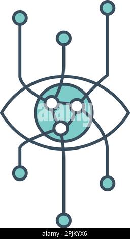 Eye icon with neural network inside. Applicable as part of artificial intelligence, machine learning design concept. Vector illustration. Stock Vector