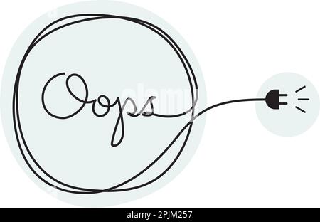 Fall, decline, break down, fail concept. Handwritten lettering with text oops. 404 error or page design concept that illustrate that page not found. E Stock Vector
