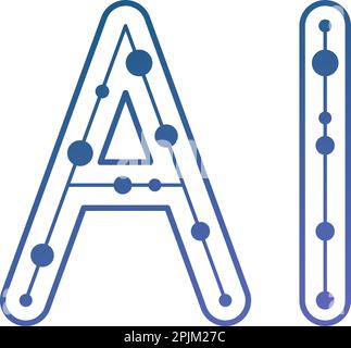 Deep learning artificial neural network that form capital letters AI. Applicable for web design, presentations, banners. Vector illustration on isolat Stock Vector