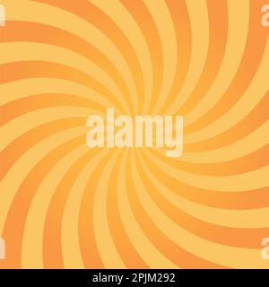 Twisted sunburst light background with sun twisting yellow ray. Abstract summer sun shine. Orange and yellow colors. Flat vector illustration Stock Vector
