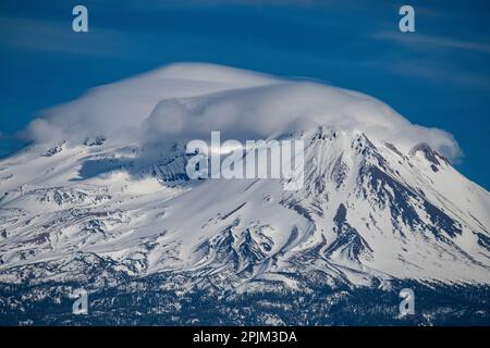 Mount Shasta presides over Northern California. Stock Photo