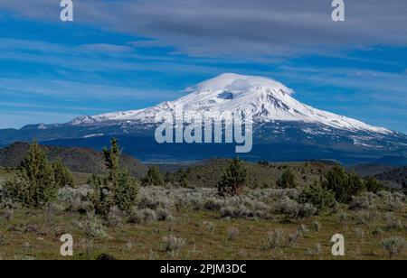 Mount Shasta presides over Northern California. Stock Photo