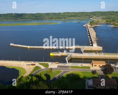 Iowa, Dubuque. Lock And Dam 11, Mississippi River Stock Photo