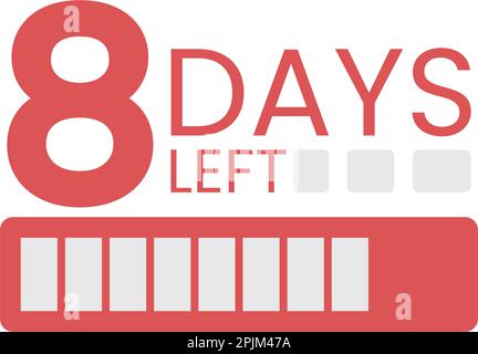Sale banner with countdown - 8 numbers. Text days left with discharging status bar as discharged battery. Last day offer banner or badge. Stock Vector