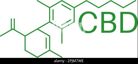 CBD molecule formula. Cannabidiol formula. Chemical molecule. Applicable as infographics element, presentation element. Medical marijuana design conce Stock Vector