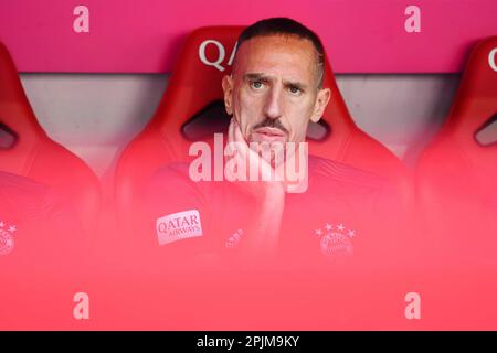 ARCHIVE PHOTO: Franck RIBERY will be 40 years old on April 7, 2023, Franck RIBERY (FC Bayern Munich), skeptical, gesture, reserve bench, substitute bench, substitute player, reserve player, bench, supplementary player, action, single image, cropped single motif, portrait, portrait, portrait ??t Soccer 1. Bundesliga, 30.matchday, matchday30, FC Bayern Munich M) - SV Werder Bremen (HB), on April 20th, 2019 in Munich ALLIANZARENA, DFL REGULATIONS PROHIBIT ANY USE OF PHOTOGRAPHS AS IMAGE SEQUENCES AND/OR QUASI- VIDEO. ? Stock Photo