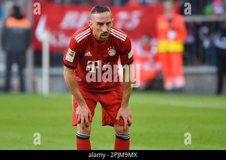 ARCHIVE PHOTO: Franck RIBERY will be 40 years old on April 7, 2023, Franck RIBERY (FC Bayern Munich), exhausted, tired, action, single image, cropped single motif, half figure, half figure. Soccer 1. Bundesliga, 23.matchday, matchday23, FC Bayern Munich M) - Hertha BSC Berlin (B) 1-0, on February 23rd, 2019 in Munich ALLIANZARENA, DFL REGULATIONS PROHIBIT ANY USE OF PHOTOGRAPHS AS IMAGE SEQUENCES AND/OR QUASI- VIDEO. ? Stock Photo