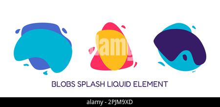 Modern abstract vector element set. Flat blobs liquid splash with various colors. Modern vector template, Template for the design of a logo. Stock Vector