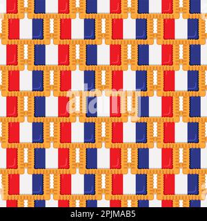 Pattern cookie with flag country France in tasty biscuit, pattern cookie consist of flag country France on natural biscuit, fresh biscuit cookie with Stock Vector