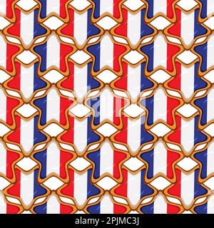 Pattern cookie with flag country France in tasty biscuit, pattern cookie consist of flag country France on natural biscuit, fresh biscuit cookie with Stock Vector