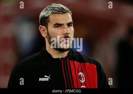 MilanÕs French defender Theo Hernandez before the Serie A football ...