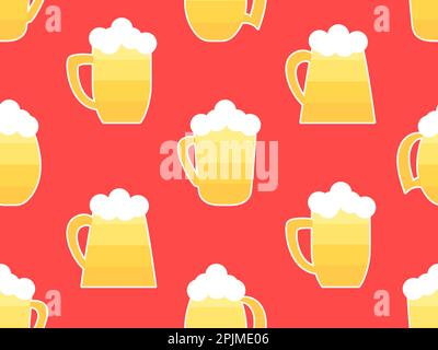 Beer mug seamless pattern. Beer with foam in glasses of various shapes. Design for posters, banners and promotional items. Vector illustration Stock Vector