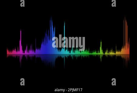Illustration of dynamic sound wave on black background Stock Photo