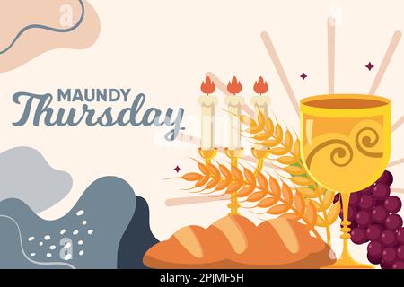 Maundy Thursday with chalice and bread vector illustration Stock Vector