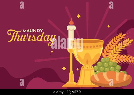 Maundy Thursday with chalice and bread vector illustration Stock Vector