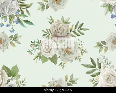 vintage luxury premium realistic flower seamless vector pattern on background. High detailed. Stock Vector