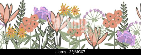 seamless floral border in vintage style Stock Vector