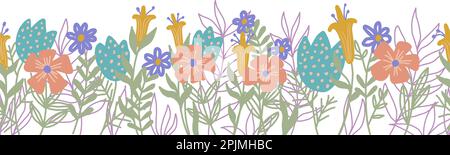 seamless floral border in vintage style Stock Vector