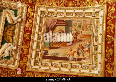 Colorful paintings on ceiling wall of Vatican Museum, Vatican City, Europe Stock Photo