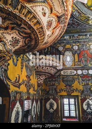 Painted Mosque Ornate Interior with Islamic Paintings Stock Photo