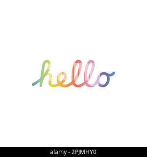 Hello, colorful handwritten gradient. Vector illustration for tshirt, hoodie, website, print, application, logo, clip art, poster and print on demand Stock Vector