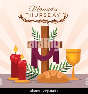 Holy week Maundy Thursday vector illustration Stock Vector