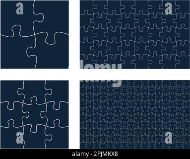 Puzzle patterns collection. Jigsaw templates, jigsaw shapes. Puzzle pieces on white background. Vector illustration Stock Vector